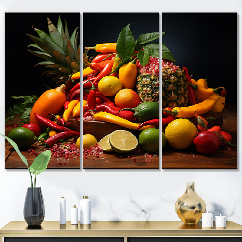«Caribbean Fruits II» sur toile, ensemble de 3 pièces, H 32 po x l 48 po x P 1 po