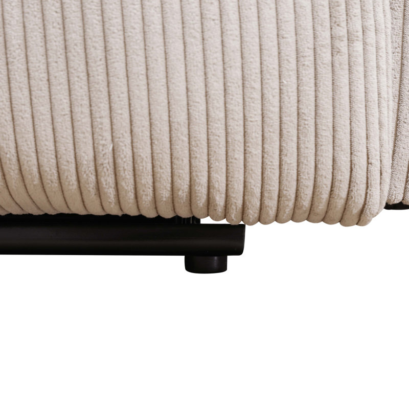 Canapé inclinable en tissu de qualité supérieure avec table rabattable et porte-gobelets, Beige