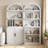 Farmhouse Arched Wooden Bookcase with Doors Tall Storage Bookshelf Cabinet