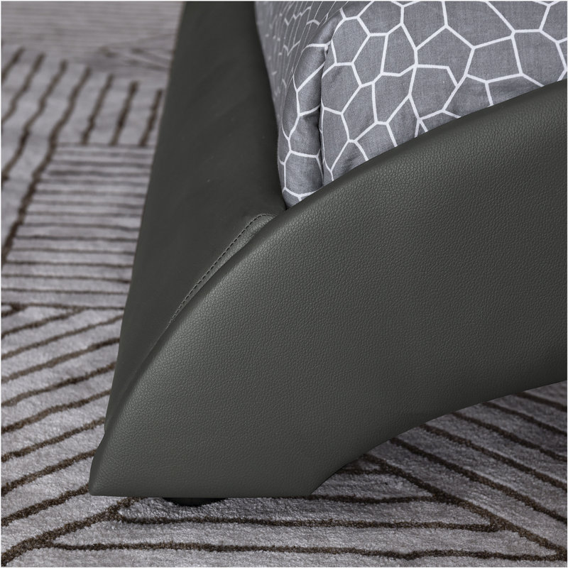 Lit plateforme en cuir Marrisha, gris
