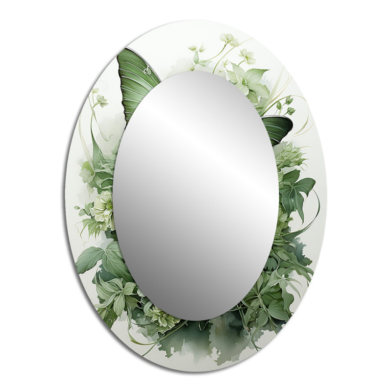 Miroir mural vert Green Butterfly Whirling Beauty, 40 po x 30 po
