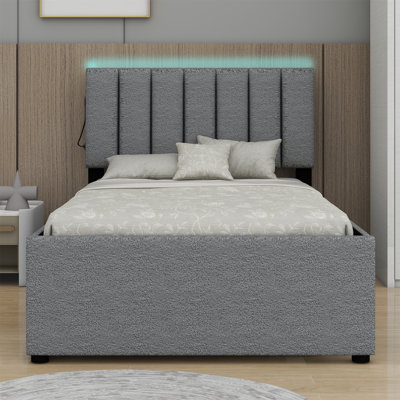 Lit plateforme tapissier avec lit gigogne