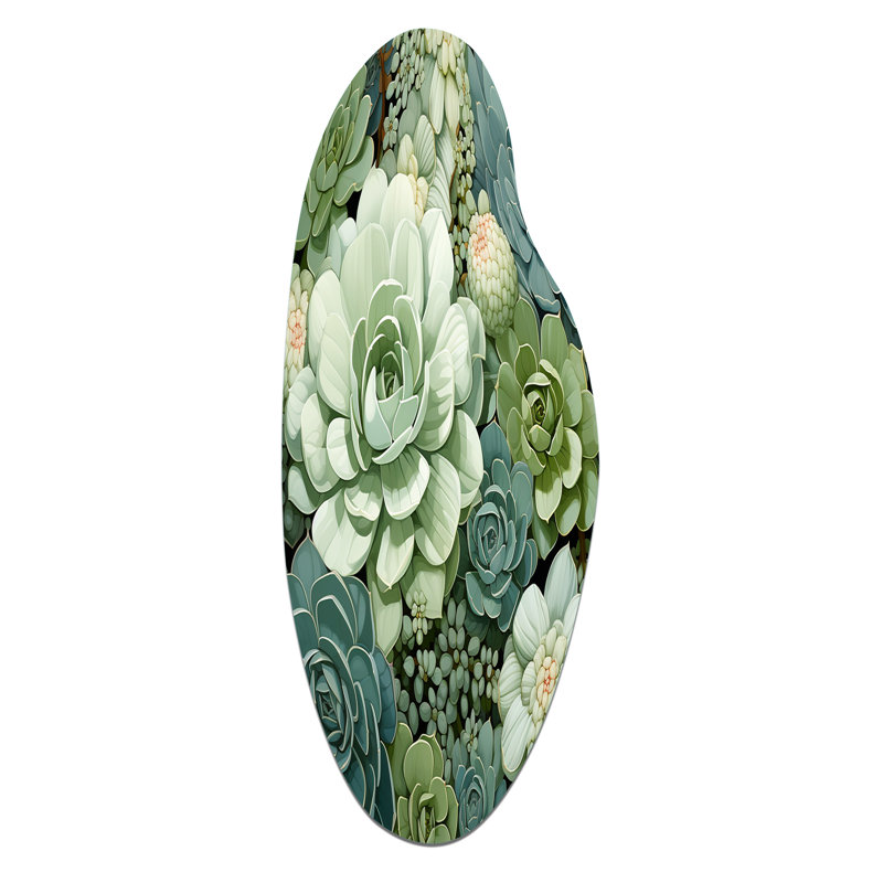 Lonsdale - Succulent Curved Shape Assymterical Metal, art mural, H 30 po x l 11 po