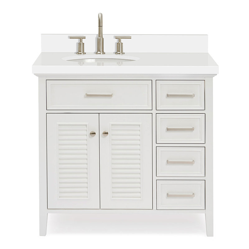 Kensington 37'' W Single Vanity, White, Oval