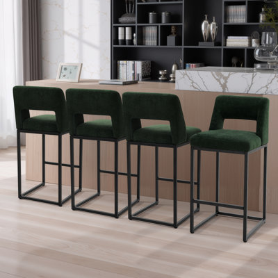 Tabouret de bar de comptoir 26 po avec dossier bas et siège en métal pour îlot de cuisine