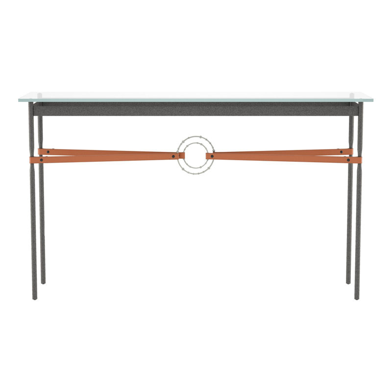 Console Equus, Fer naturel, Cuir noir, Argenté