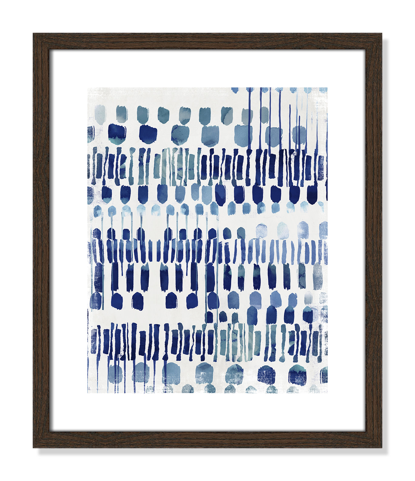 Fynn "Continuously I" Painting by Eva Watts, Walnut Wood Grain Framed Paper, White, 19" H x 16" W x 0.75" D