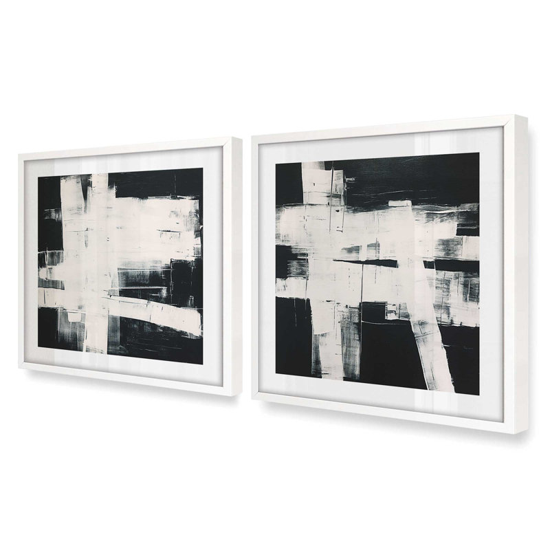 Onyx Eclipsed, ensemble de 2 impressions sur toile dans un cadre brossé, 12 po x 12 po, Blanc opaque, H 17,5 po x l 35 po