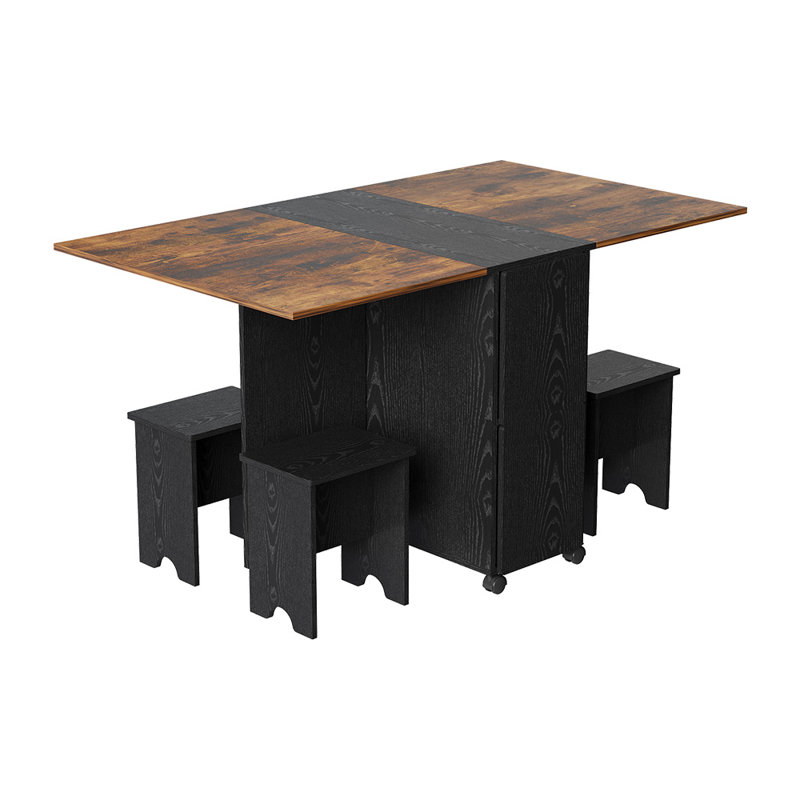 Folding Dining Table Set with 4 Stools