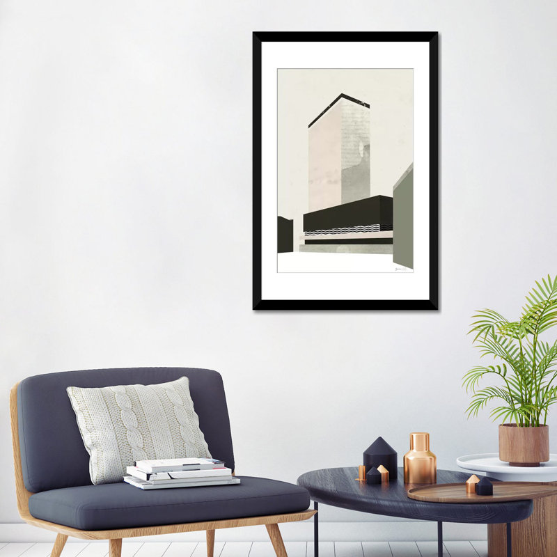 «Extérieur en V», impression sur toile, H 24 po x l 16 po x P 1 po, Papier d'art encadré noir, Blanc