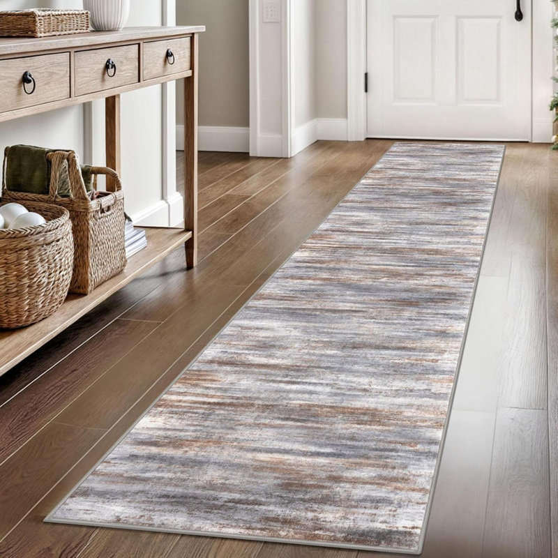 Modern Abstract Hallway Runner Rug,  Kitchen Rugs Non-Slip Washable Soft Striped Kitchen Runner Rugs, Print Distressed Carpet Runner For Entryway Bathroom Laundry Room Foyer