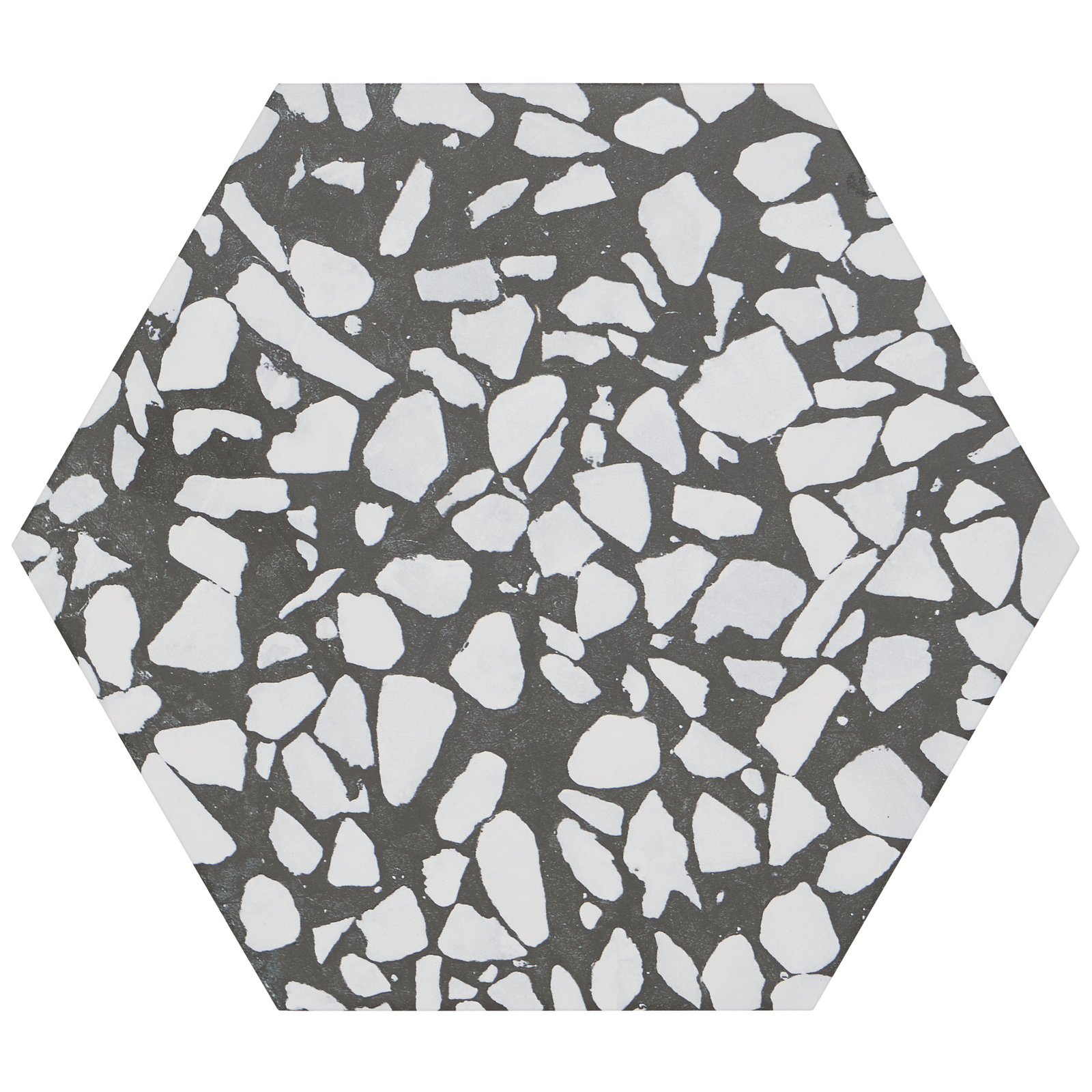 Jurassic Hex 9" Porcelain Tile, Black
