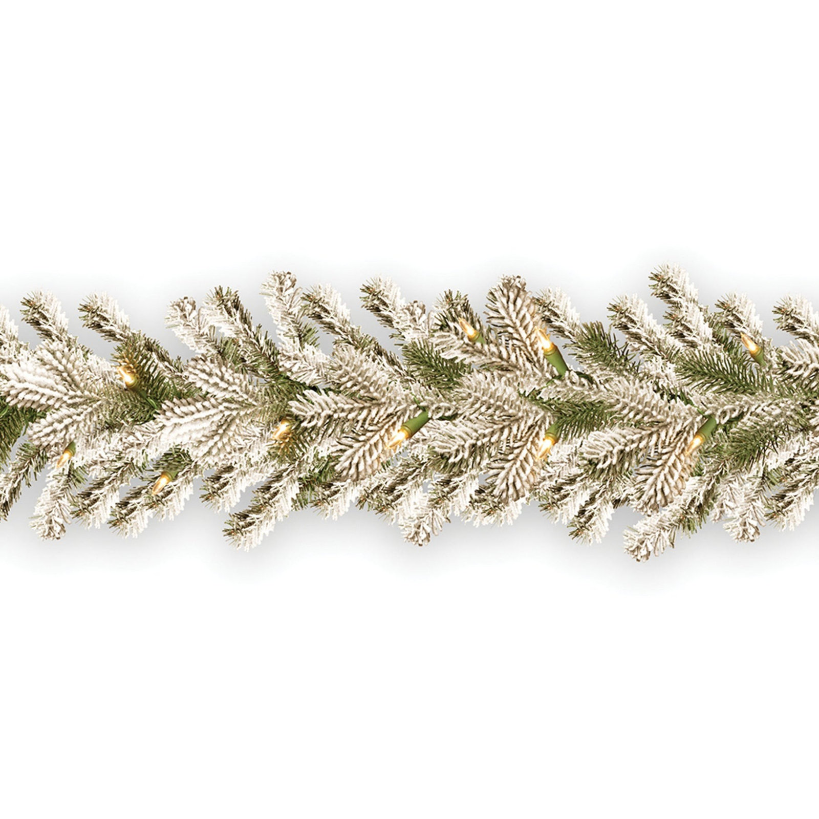 The Holiday Aisle® 9ft. Snowy Sheffield Spruce Garland with Clear Lights