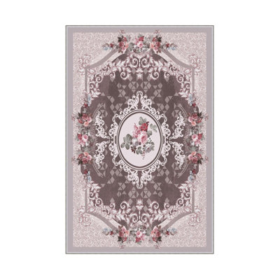 Tapis de couloir élégant (3,3 x 4,9 pi), 100% polyester, hauteur de poils de 0,3 po | Pois antibactérien antidérapant en PVC | Design tissé avec impression numérique 3D | Lavable à la machine, parfait pour la décoration intérieure et le confort