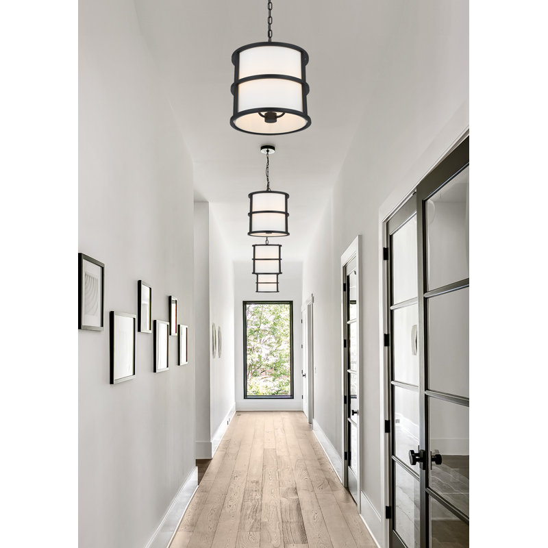 Brian Patrick Flynn For Crystorama Hulton 3 Light Matte Black Pendant