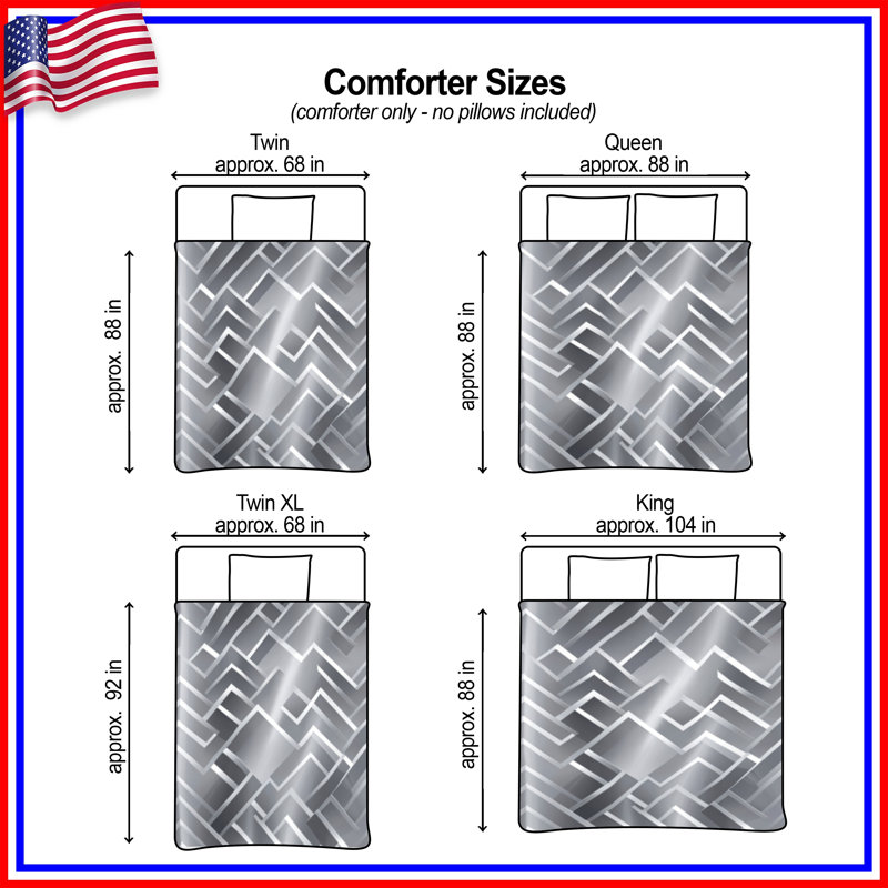 Silver Zigzag Pattern Comforter, Twin