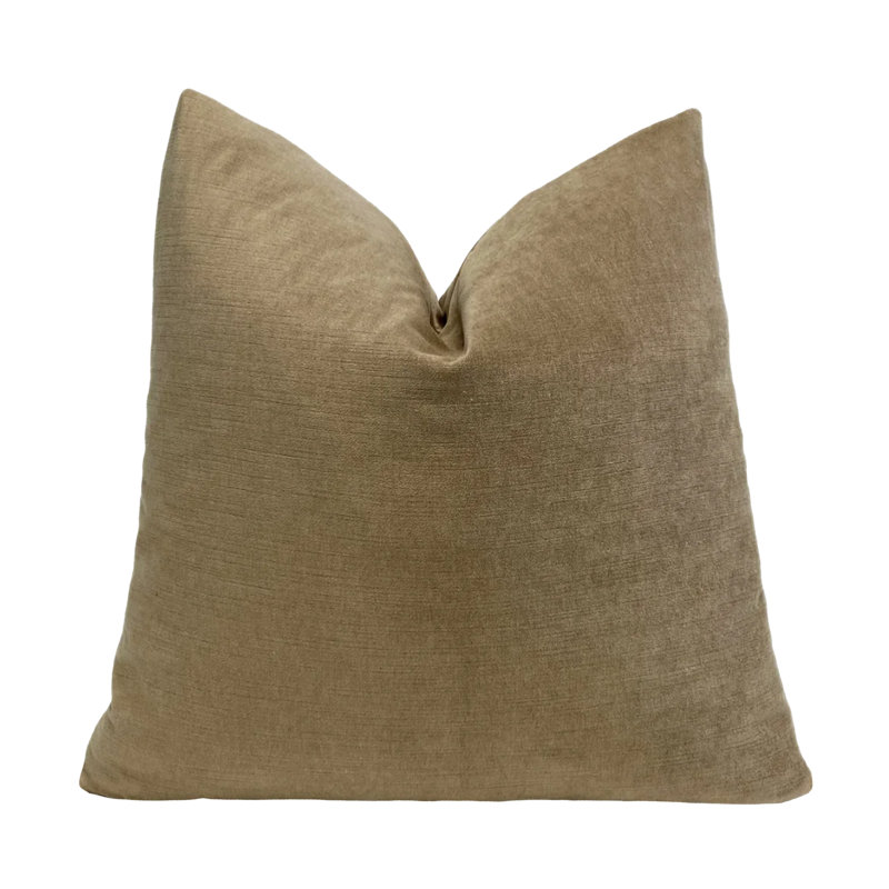 Housse de coussin en velours uni, Tanné, H 20 po x l 20 po