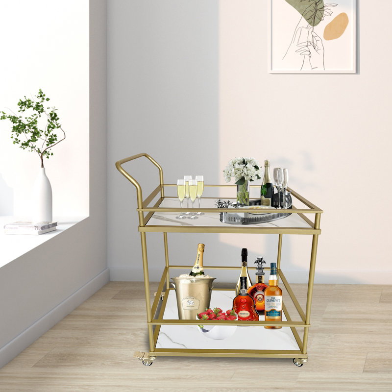 Bayuga Metal Bar Cart, Gold