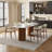 70.8" Oval Sintered Stone Dining Table Set With 6 Fabric Upholstered Dining Chairs
