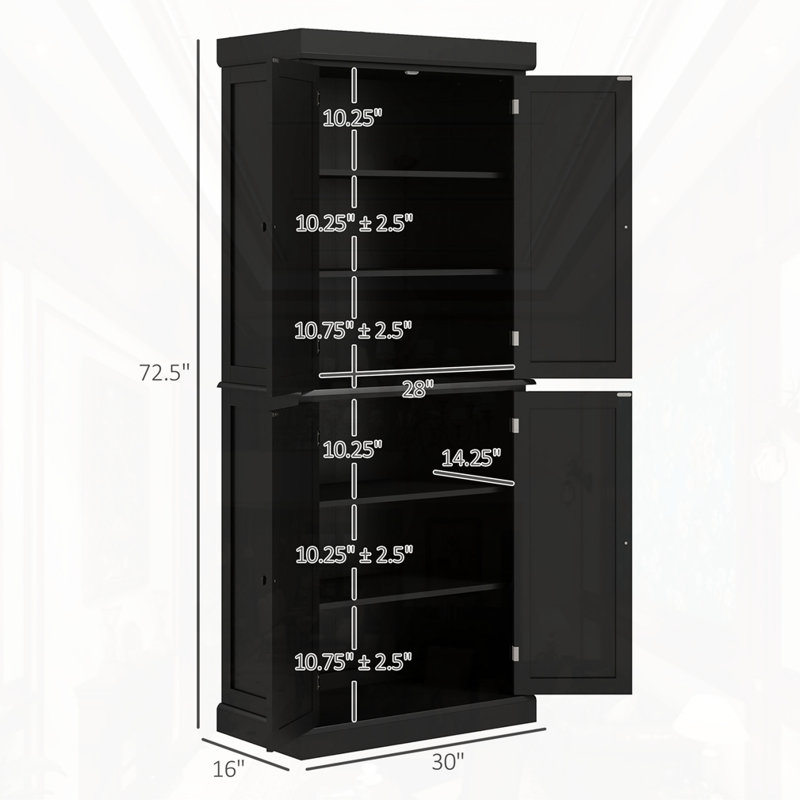 Armoire de rangement 72 po H 72,5 po, Noir