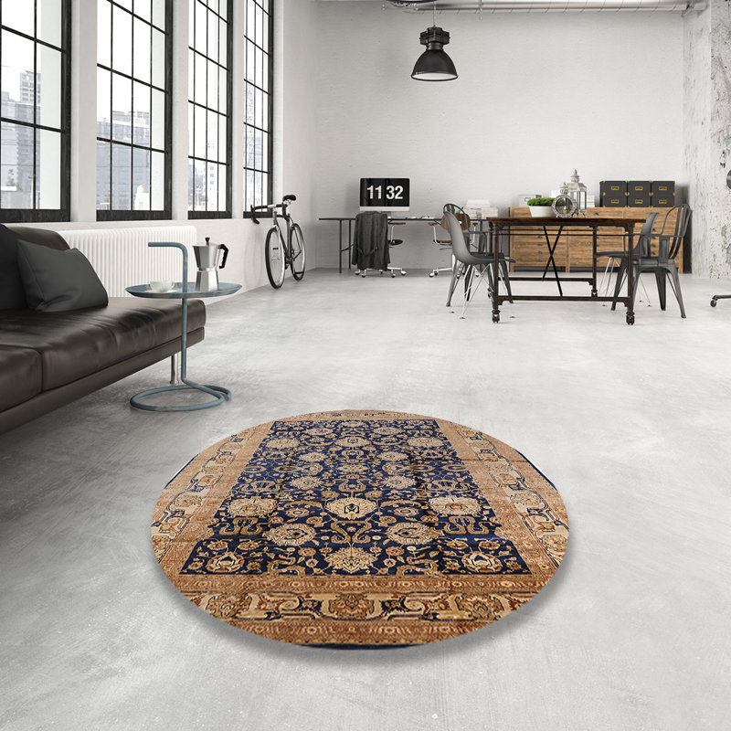 Tapis brun / bleu Chi, Rond 8 pi