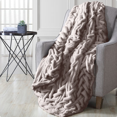 Modern Threads Faux Fur Reverse to Flannel Oversized Braided Throw
