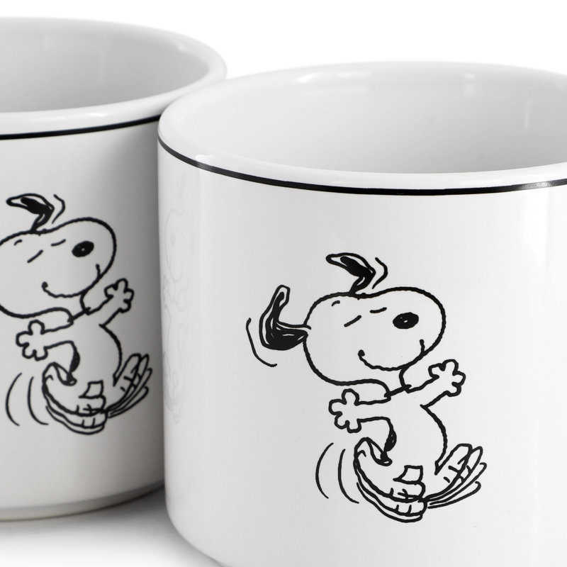 Peanuts Best Day Ever 4 Piece 16 Ounce Stoneware Mug Set in White