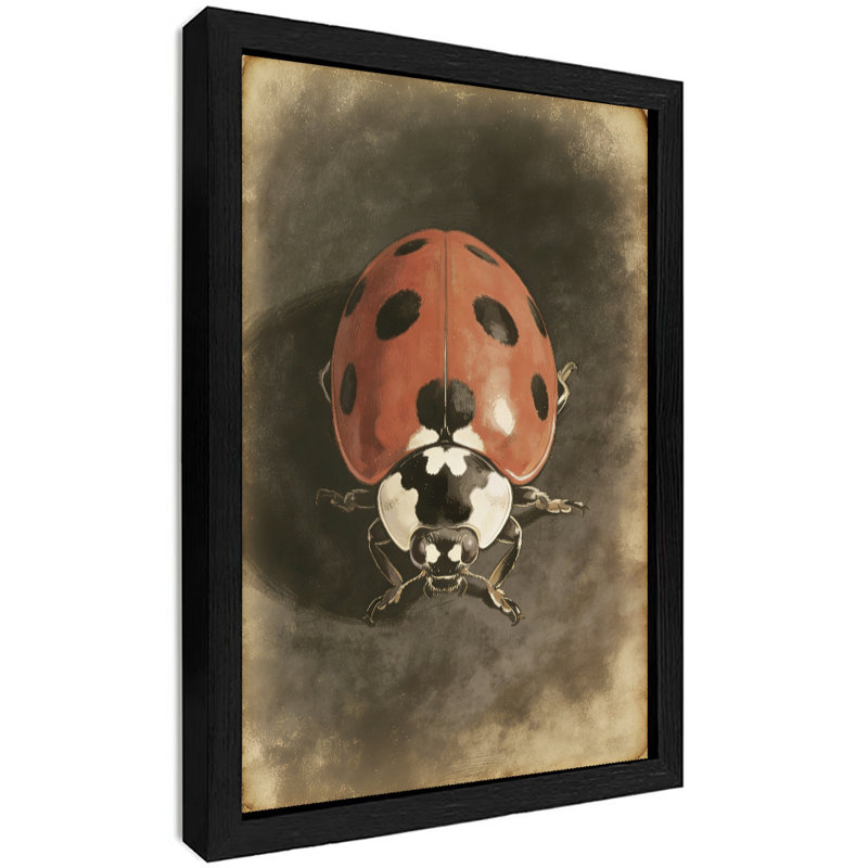 Art encadré noir, coccinelle, impression rétro, H 11 po x l 9 po