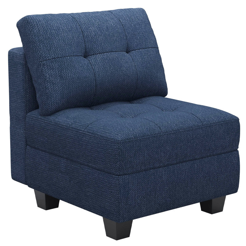 Soneson Armless Storage Slipper Chair , Blue Linen