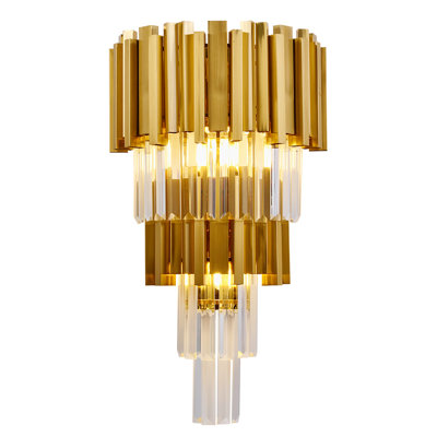 Lampe murale moderne à 3 couches en cristal doré à 3 lumières H20,47 * l 11,8 x P 6,69 po, convenant au salon, à la salle à manger, à la chambre à coucher et à la salle de bain