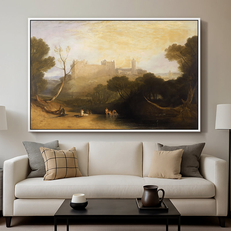 Palais de Linlith, c. 1807-J.M.W. Toile tendue avec châssis Turner, 26 x 40, Blanc