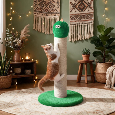 Griffoir géant de 56 cm (22 pouces) pour chats, poteau à griffer en sisal pour chatons et grands chats d'intérieur, vert