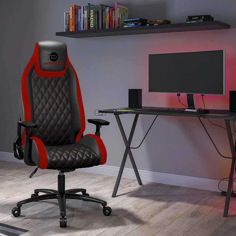 Fauteuil de jeu ergonomique avec structure en acier, Rouge