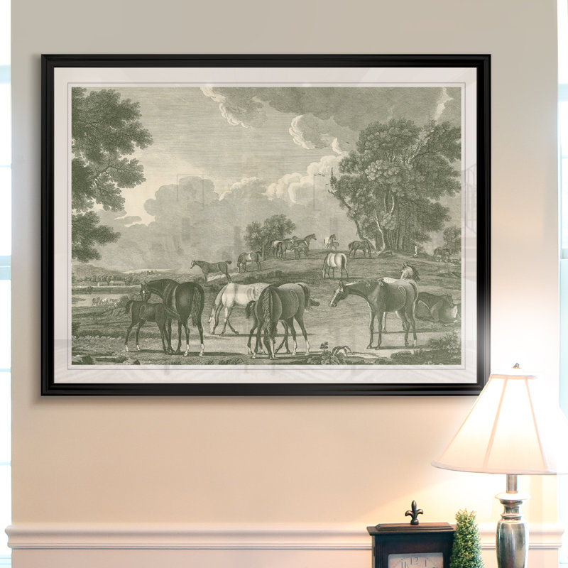 Scènes équestres I - impression, H 18,5 po x l 24,5 po x P 1,5 po, Noir