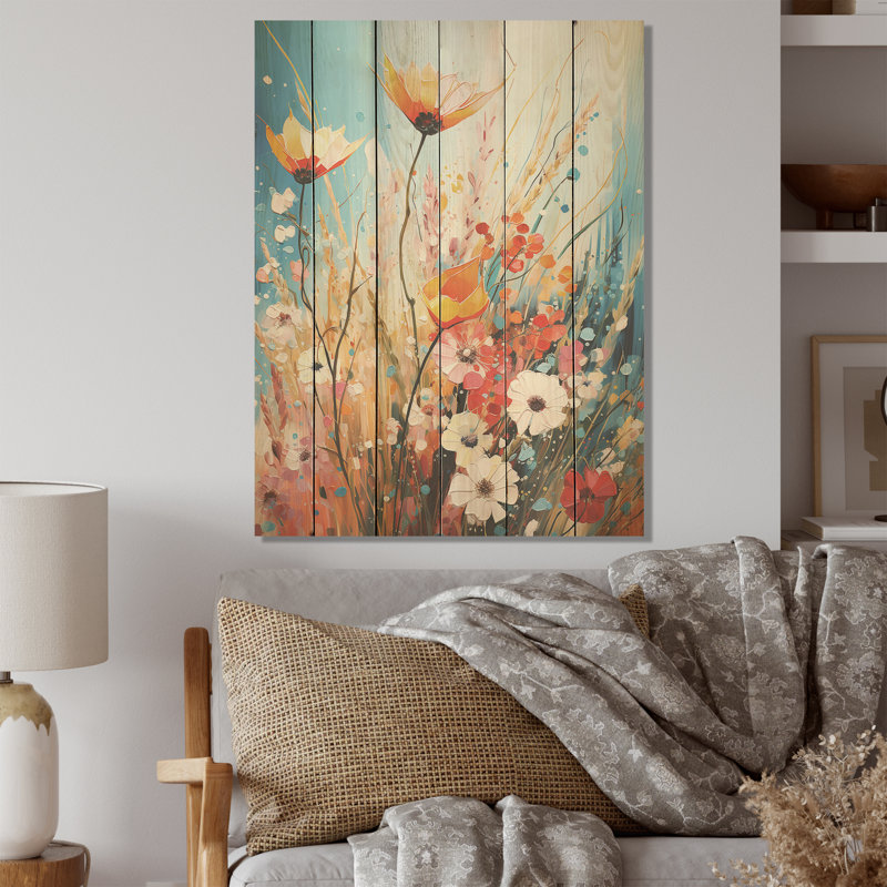 Garden Delights Wild Expression Blooms I - Plantes, art sur bois de pin naturel, H 40 po x l 30 po
