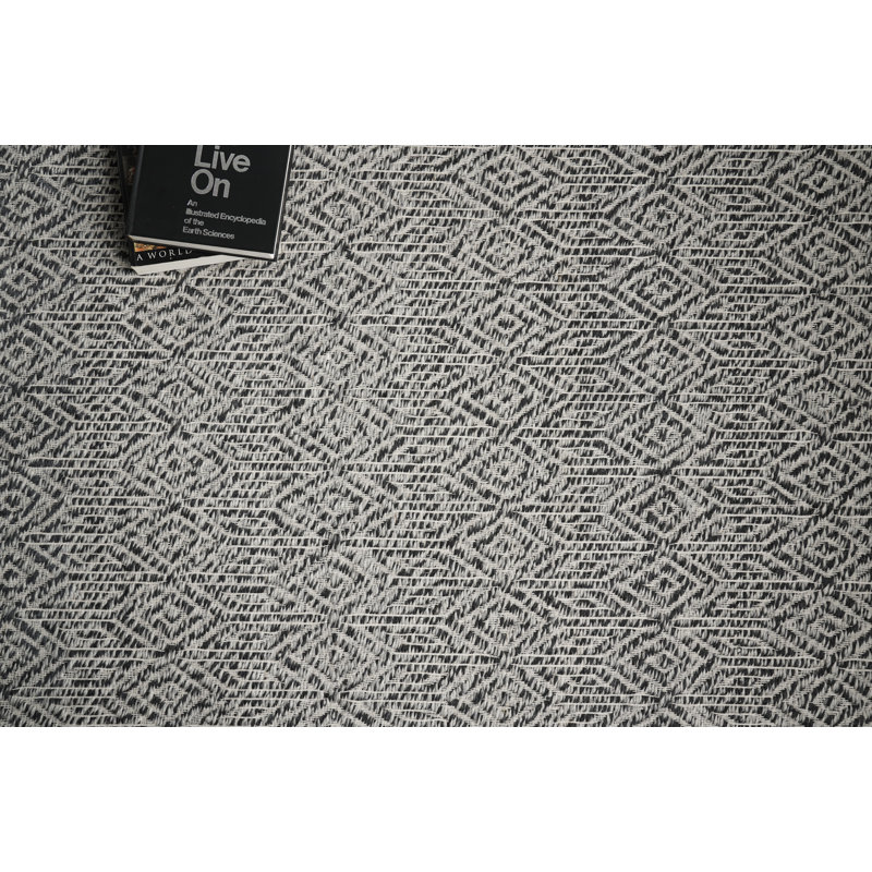 Woven Earth Wool Geometric Area Rug in Charcoal, Rectangle 6' x 9'