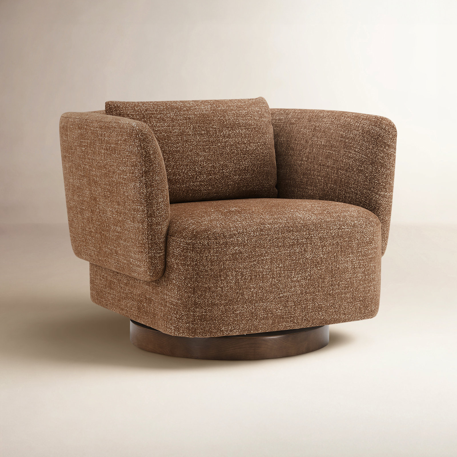 Morello Upholstered Swivel Armchair, Magonia Camel Tweed
