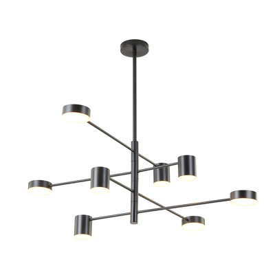 Modern 8 Light LED Black Linear Chandelier