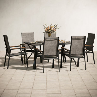 Jackie 6 - Person Patio Dining Set with Rectangular Table