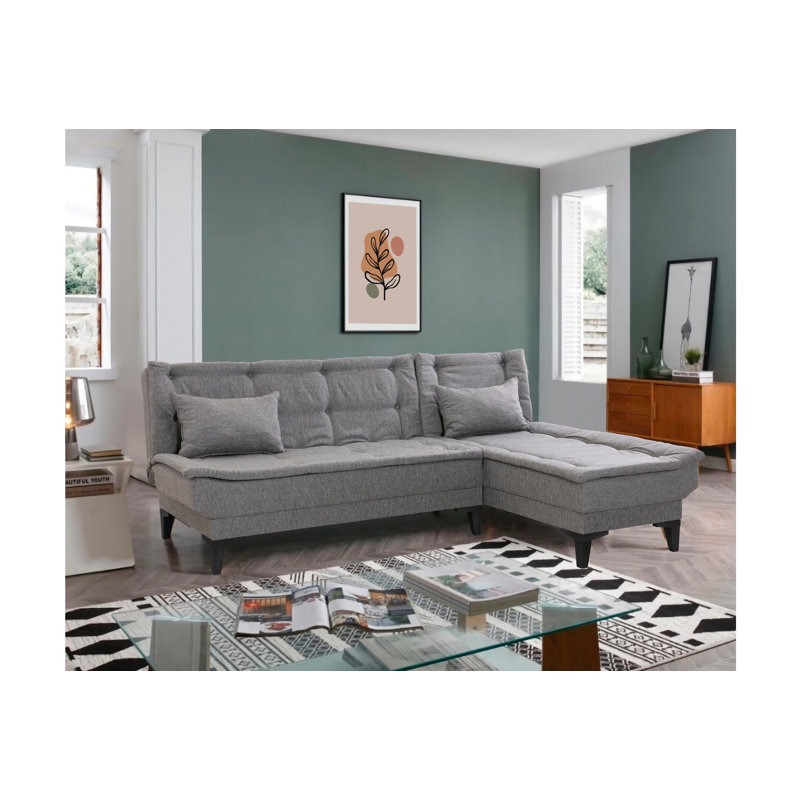 Canapé modulaire d'angle rembourré 88,6 po Sky, 100 % lin gris