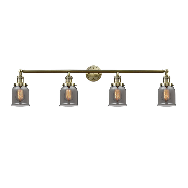 Bell - 4 Light 42" Bath Vanity Light, Antique Brass, LED, Plated Smoke