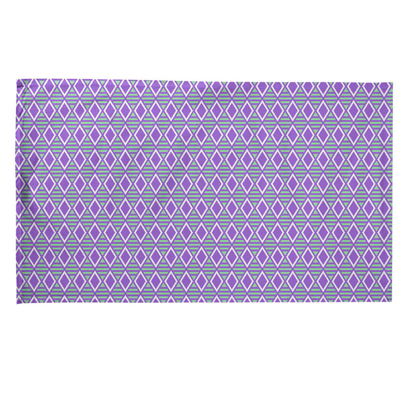 Torchon Gady, Sergé de coton, Vert / Mauve