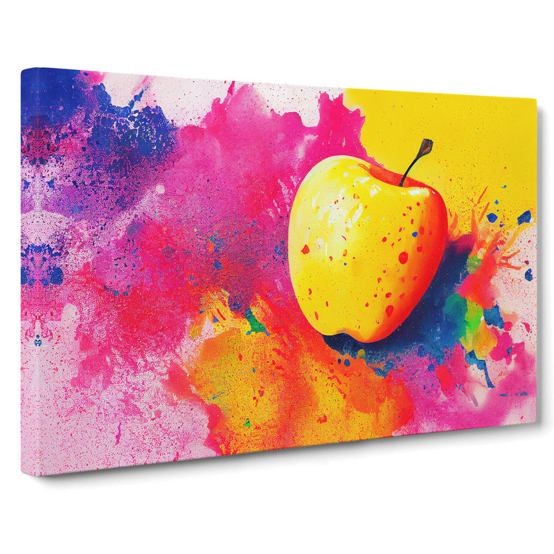 Apple Fruit Paint Splatter Vol.2 Abstract - Wrapped Canvas, 40cm H x 60cm W x 3cm D