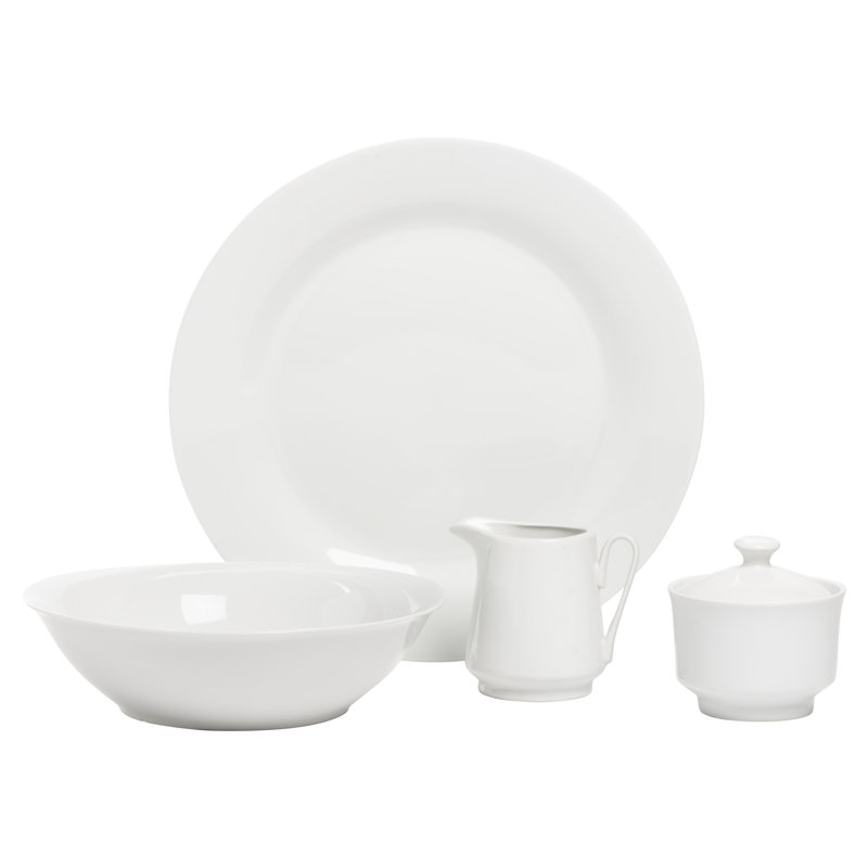 Elegant Porcelain White Dinnerware Set for 8 with Serving Platter