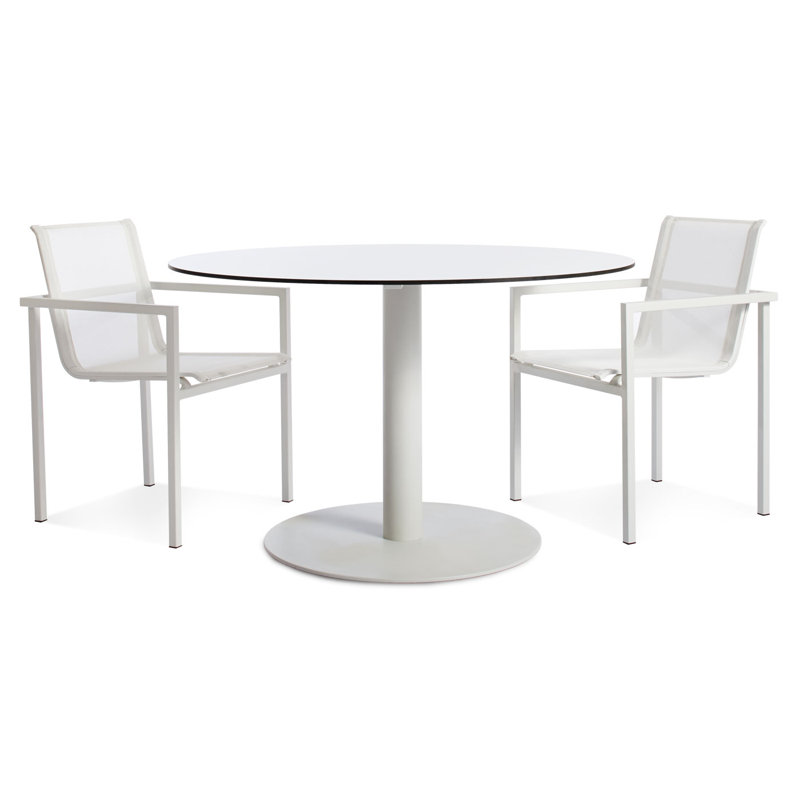 Skiff 2 - Person Patio Dining Set with Round Table, 47.2" x 47.2" x 29.1", White