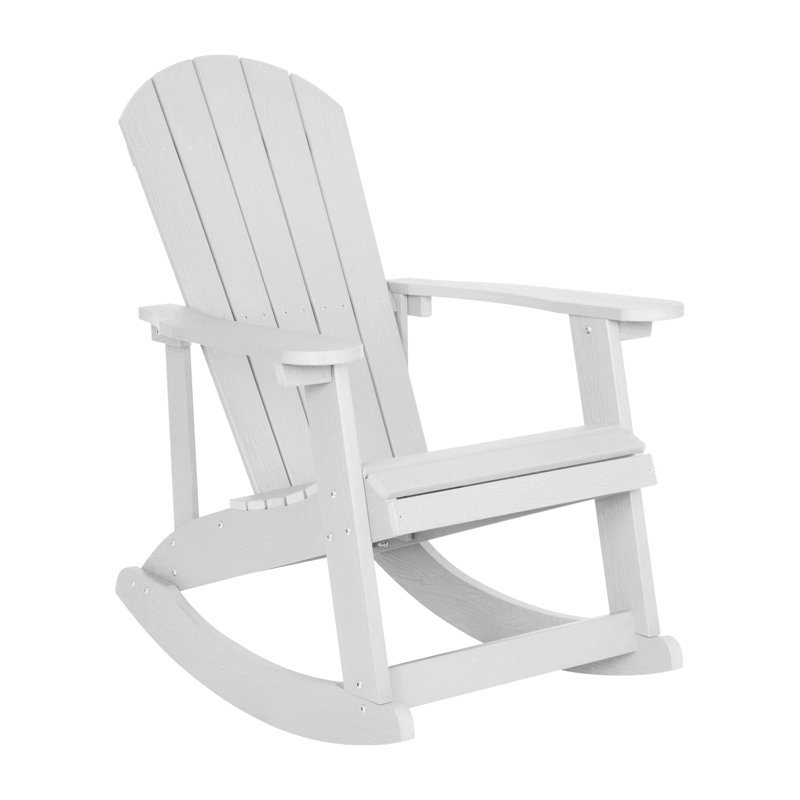 Baltazar Polyresin Wood Indoor/Outdoor Adirondack Rocking Chair, White