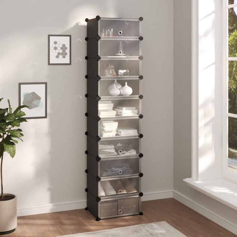 10 Pair Shoe Rack, Black