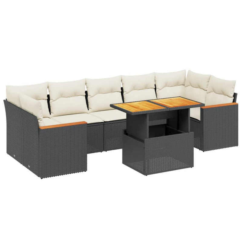 Ensemble de canapé de jardin Vidaxl noir, blanc crème