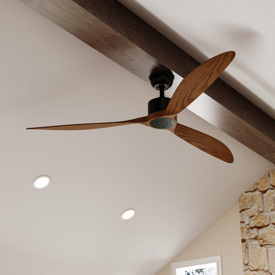 Ventilateur de plafond réversible 65 "DC 65" - Télécommande à 6 vitesses, minuterie, lame en noyer et lumière