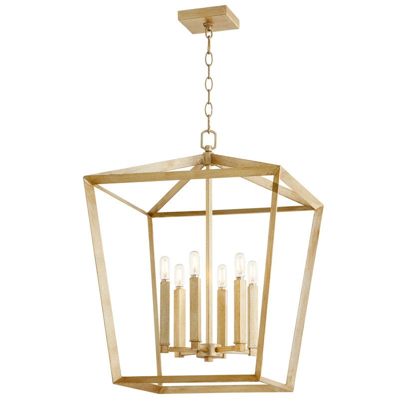 Hyperion 6 - Light Chandelier, Aged Silver Leaf